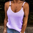 thumbnail image 1 of Wycnly Womens Tank Tops Plus Size Knitted Ribbed Strap Tee Tops Camisole Vest Summer Fashion Solid Round Neck Sleeveless Shirts Blouse Purple XL, 1 of 5