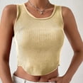 thumbnail image 1 of Wycnly Womens Tank Tops Soft Knitted Ribbed Going out Vest Cropped Tops Summer Fashion Plain Round Neck Sleeveless Shirts Blouse Khaki l, 1 of 7
