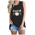 thumbnail image 1 of Wycnly Womens Tank Tops Summer Baseball Mom Print Round Neck Sleeveless T Shirts Mother's Day Fashion Letter Print Loose Breathable Comfy Vest Blouse Black m Under $5, 1 of 3