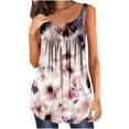 thumbnail image 1 of Wycnly Womens Tank Tops Summer Floral Print V-Neck Sleeveless T Shirts Fashion Button Flowy Pleated Swing Henley Shirts Breathable Tunic Blouse Vest Khaki m Clearance Under $5, 1 of 3