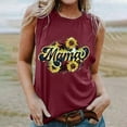 thumbnail image 1 of Wycnly Womens Tank Tops Summer Sunflower Graphics Round Neck Sleeveless T Shirts Fashion MAMA Letter Print Loose Breathable Vest Blouses Wine m Clearance Under $5, 1 of 5