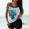 thumbnail image 1 of Wycnly Womens Tankini Sets High Waist Tummy Control Bathing Suits Modest Swimsuit Split Beachwear for Summer Sleeveless U-Neck Marbled Print Swimwear Green XL Clearance Clothes, 1 of 6