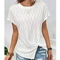 thumbnail image 1 of Wycnly Womens Tops Dressy Casual Plus Size Fashion Lightweight Irregular Slit Hem Tunic Tees Shirts Summer Short Sleeve Crewneck Tops Solid Blouse White XXXL, 1 of 7
