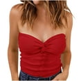 thumbnail image 1 of Wycnly Womens Tops Dressy Casual Short Sleeve One-line Neck Solid Summer Shirts Sexy Tube Top Soft Knitted Ribbed Slim Shirts Blouses Red XL Clearance Clothes, 1 of 7