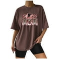 thumbnail image 1 of Wycnly Womens Tops Dressy Casual Summer Crewneck Baseball Mom Letter Print Tees Baseball Mom Letter Print Shirts Vintage Drop Shoulder Oversized Pullover Blouses Brown m Under $5, 1 of 5