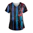 thumbnail image 1 of Wycnly Womens Tops Independence Day Pocket Patriotic Nurse's Tunic Shirts Summer Casual Star Flag Print V-Neck Short Sleeve Blouse Dark Blue l, 1 of 3