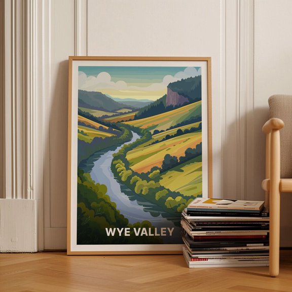 Wye Valley AONB England Wales Landscape Wall Art, Unframed Paper Poster 8x10in