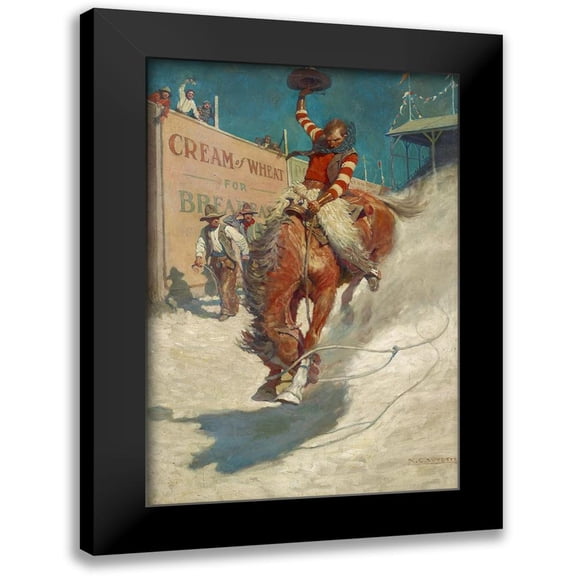 Wyeth, N.C. 17x24 Black Modern Framed Museum Art Print Titled - Bronco Buster