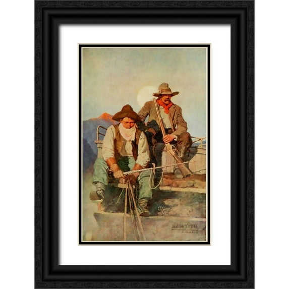 Wyeth, Newell 17x24 Black Ornate Wood Framed with Double Matting Museum Art Print Titled - The Pay stage