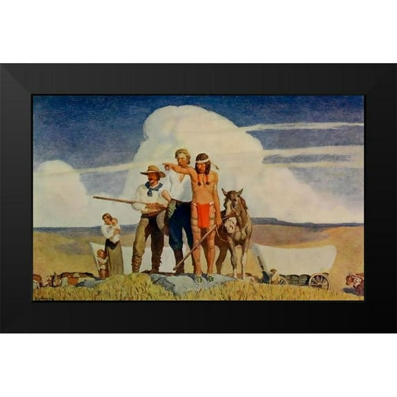 Wyeth, Newell 24x16 Black Modern Framed Museum Art Print Titled - Pioneers-the opening of the prairies