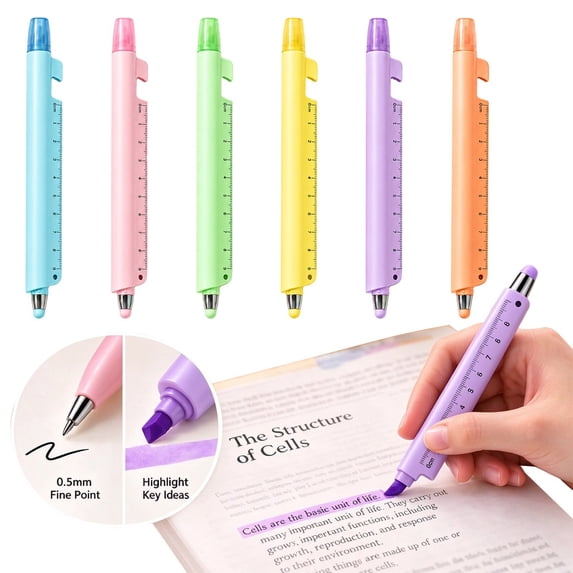 Wyihui 3 Pack Multifunction Ruler Pen with Highlighter Touchscreen ...