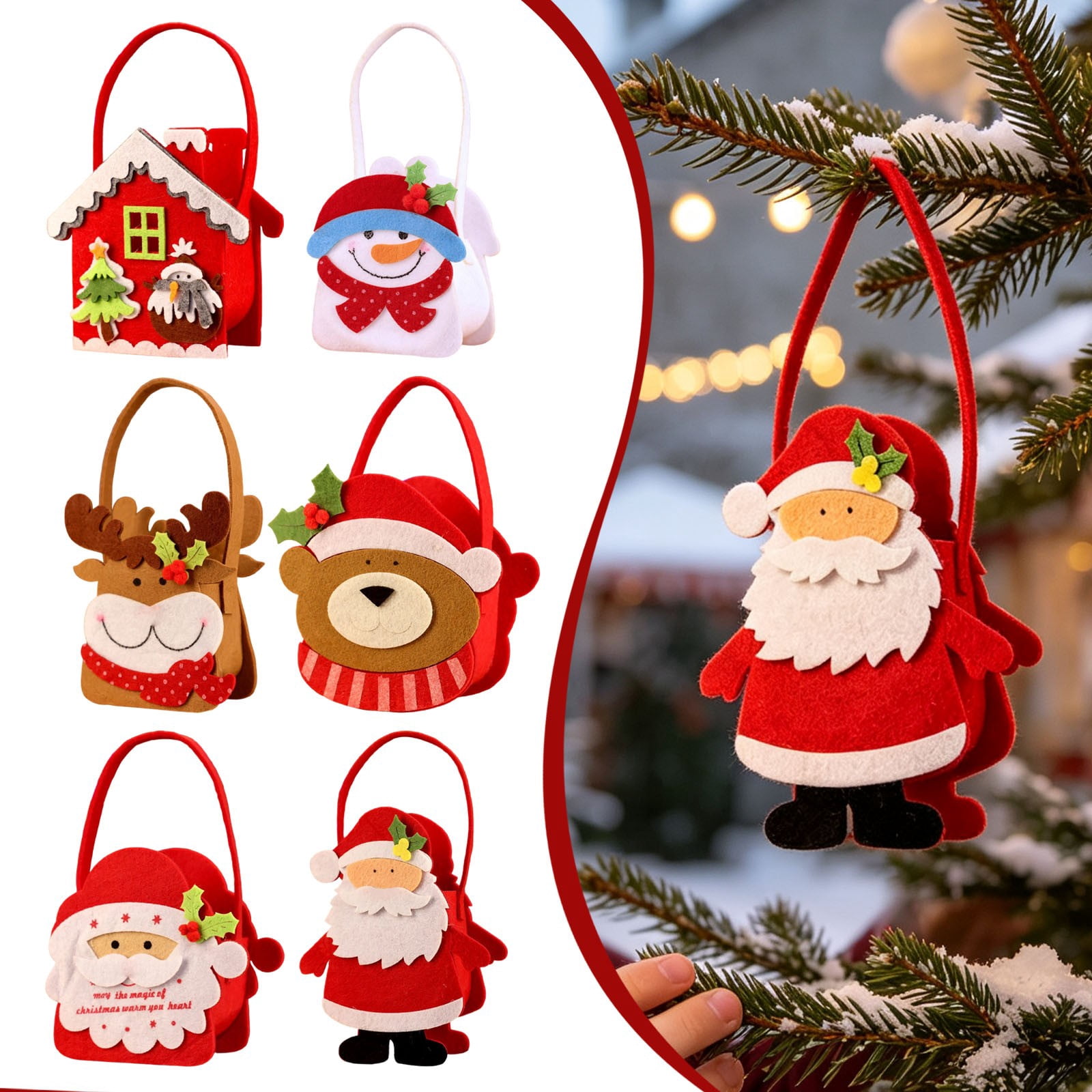 Tree Shape Patterns Wyihui Christmas Gift Bags, Handheld Candy Storage Bag with Tree ...