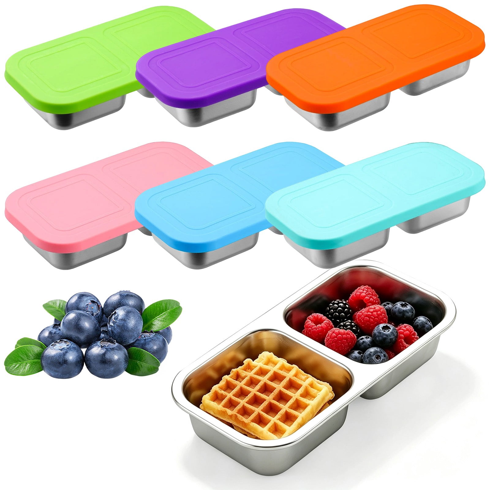 Wyihui Stainless Steel Lunch Box with Silicone Lid, 2 Compartment ...