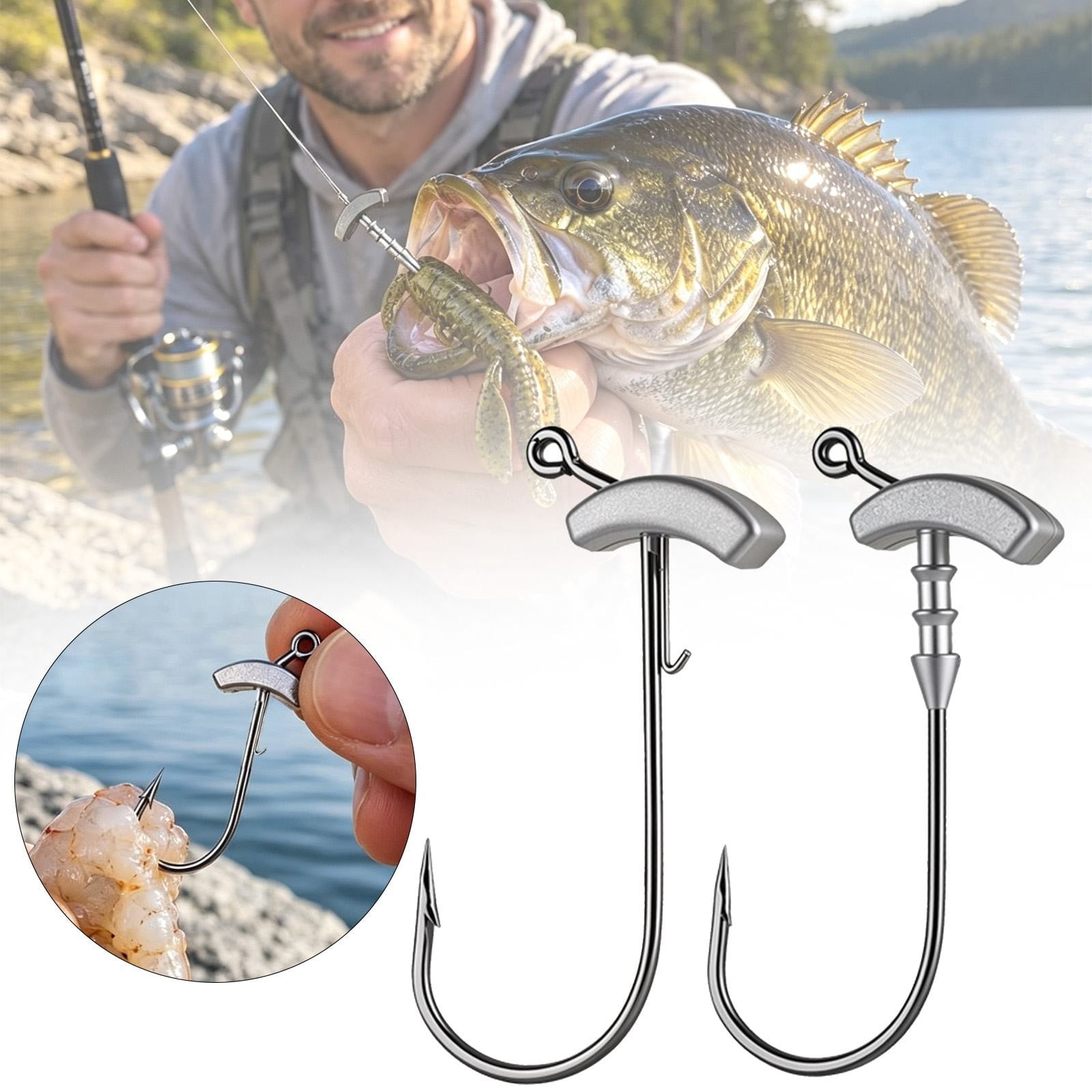 Plastisol Design Wyihui Weighted Urchin Hooks Fishing Lures with Barbed Bait Keeper Anti ...