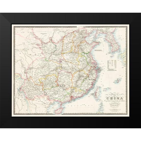 Wyld, James 24x20 Black Modern Framed Museum Art Print Titled - Map of China-1848