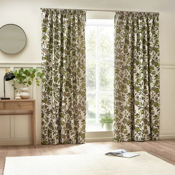 Wylder Jacquard Pomegranate Floral Pencil Pleat Curtains