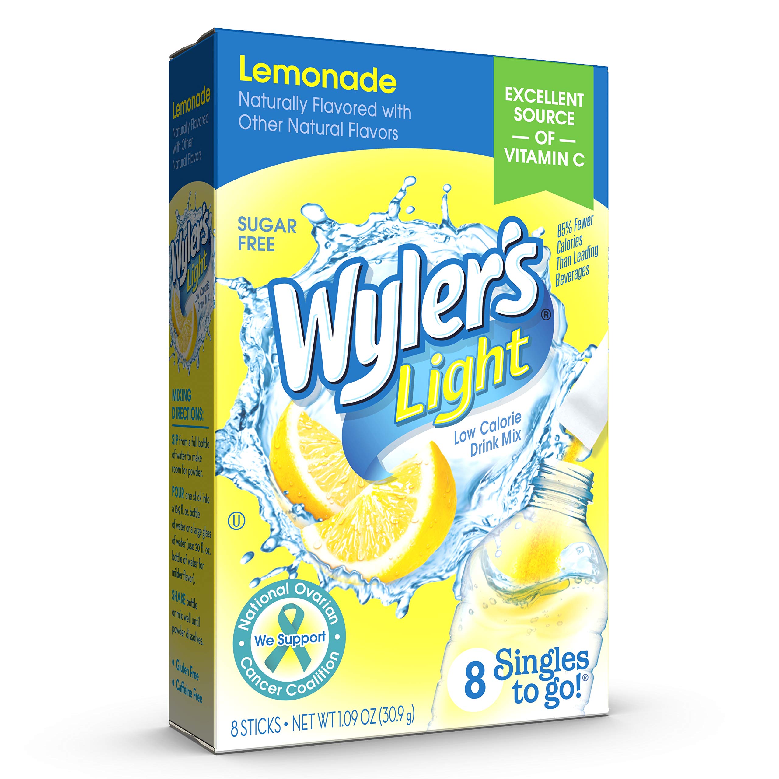 Wyler,S Light Singles Water Drink Mix To Go Powder Packets, Lemonade, 8