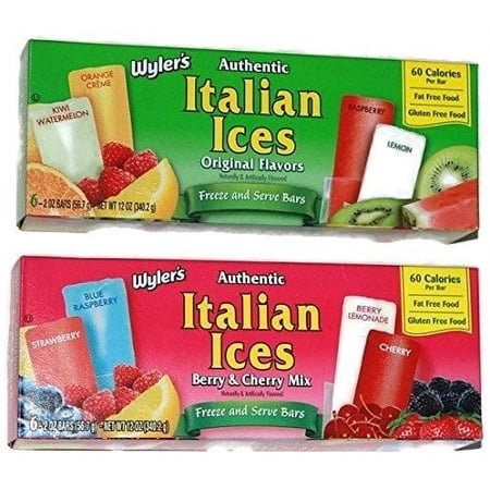 Wyler's Authentic Italian Ices Combo, Berry & Cherry Mix and Original Flavors Net Wt. 24 oz