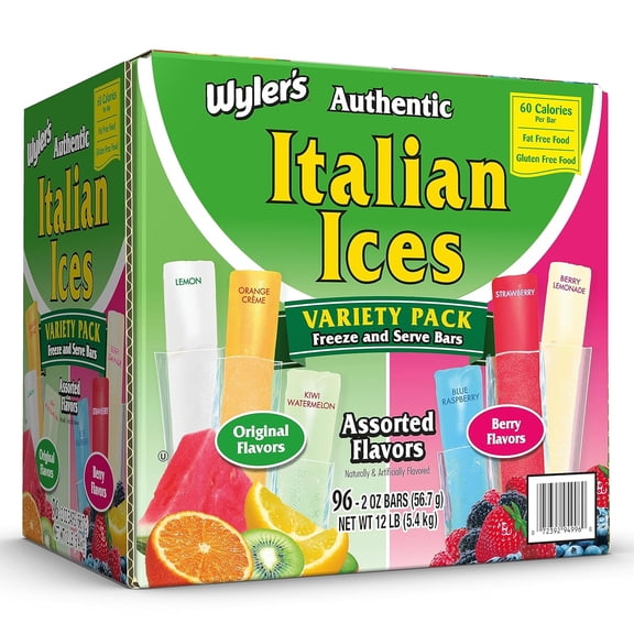 Wyler's Authentic Variety Pack Assorted Fruit Italian Ices, 2 oz, 96 Ct