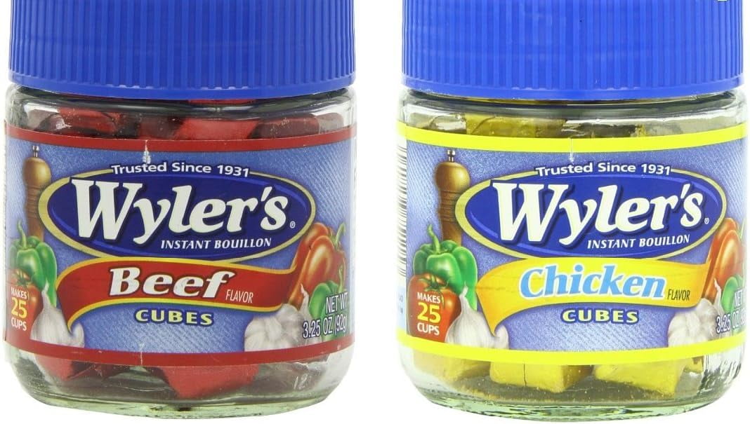 Wyler's Bouillon Cubes Combo Pack - One Beef Flavor 3.25 oz. & One Chicken Flavor 3.25 oz.