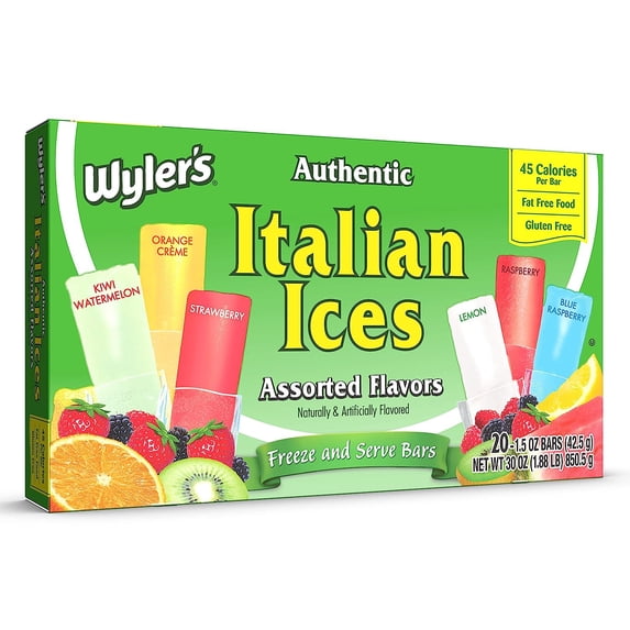 Wyler's Authentic Italian Ices Freeze and Serve Bars Variety Pack ...