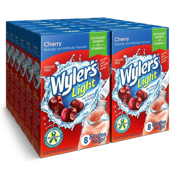 Wyler's Light Cherry Singles To Go Drink Mix, 0.41 oz, 8 CT (Pack-12)