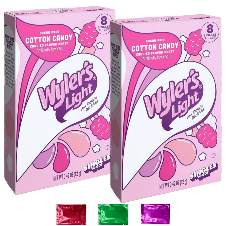 Wyler's Light Cotton Candy Flavor Water Drink Mix Singles, Low Calorie  Powder, 16 Servings Total for Refreshing - Walmart.com
