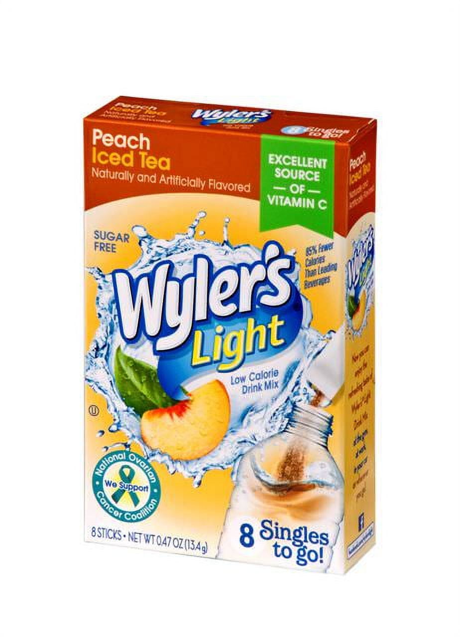 Wyler's Light Drink Mix Singles To Go! Peach Iced Tea, Sugar Free, 8-ct box