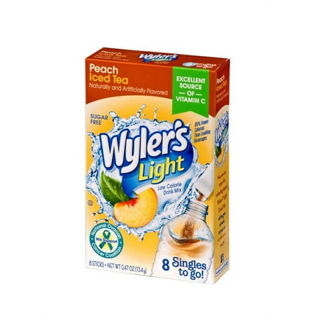 (10 pack) (10 Pack) Wyler's Light Drink Mix Singles To Go! Peach Iced Tea, Sugar Free, 8-ct box