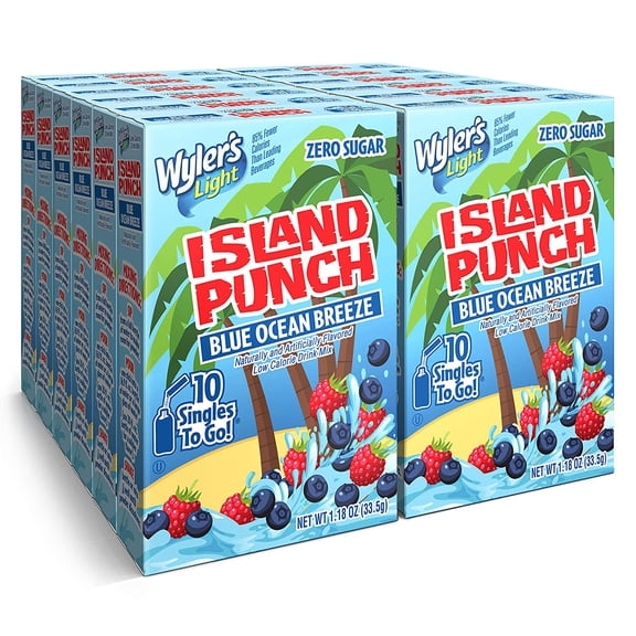 Wyler's Light Island Punch, Blue Ocean Breeze, (Pack - 12)
