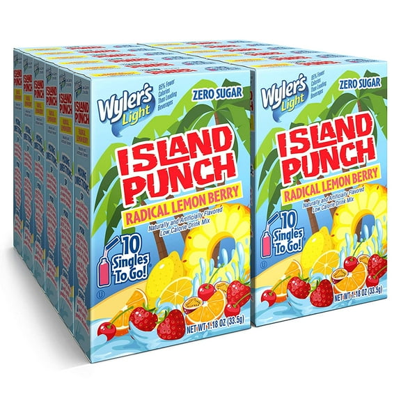Wyler's Light Island Punch, Radical Lemon Berry, Quantity of 12 Boxes,