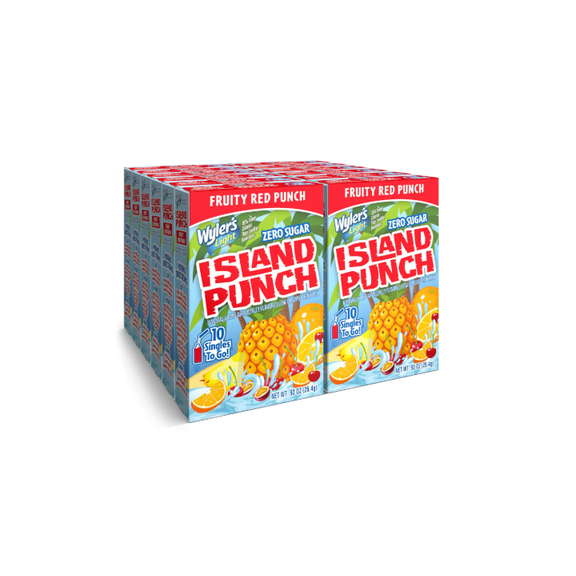 Wyler's Light Island Punch Singles To Go, Water Drink Mix, Fruity Red Punch, 10 Count, Pack Of 12 (120 Single Servings)