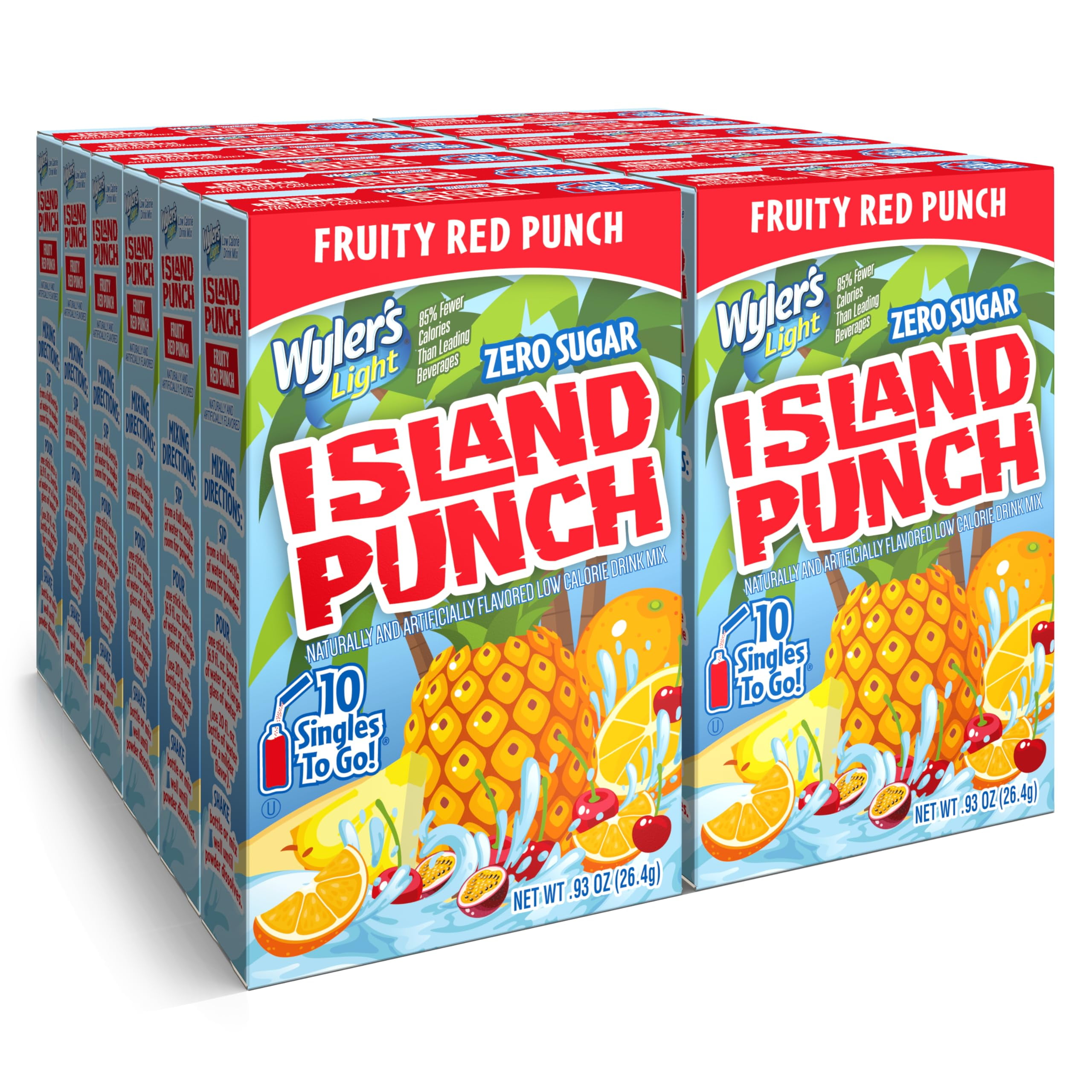 Wyler,S Light Island Punch, Fruity Red Punch, 10 Ct (Pack - 12)
