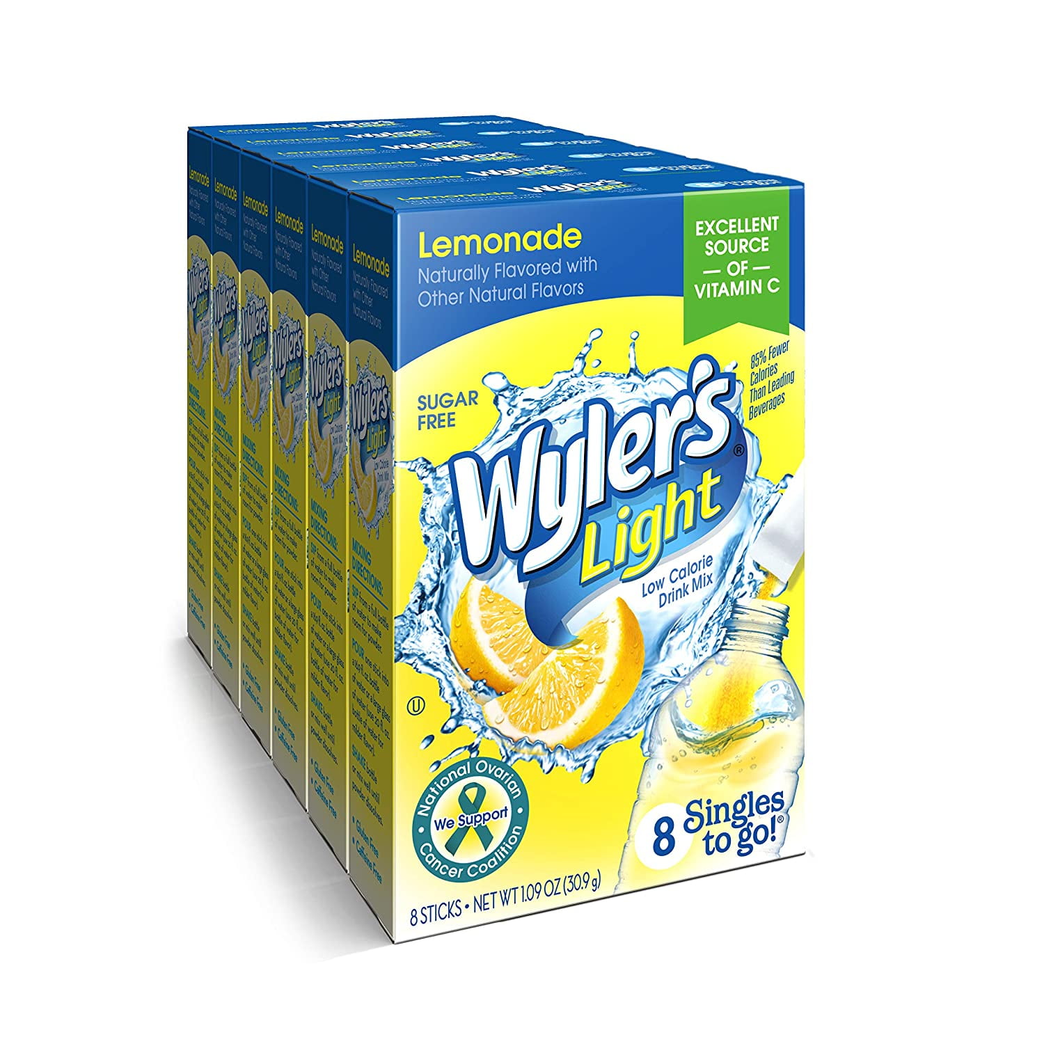 Wyler's Light Lemonade Singles To Go Drink Mix, 01.09 oz, 8 CT (Pack6
