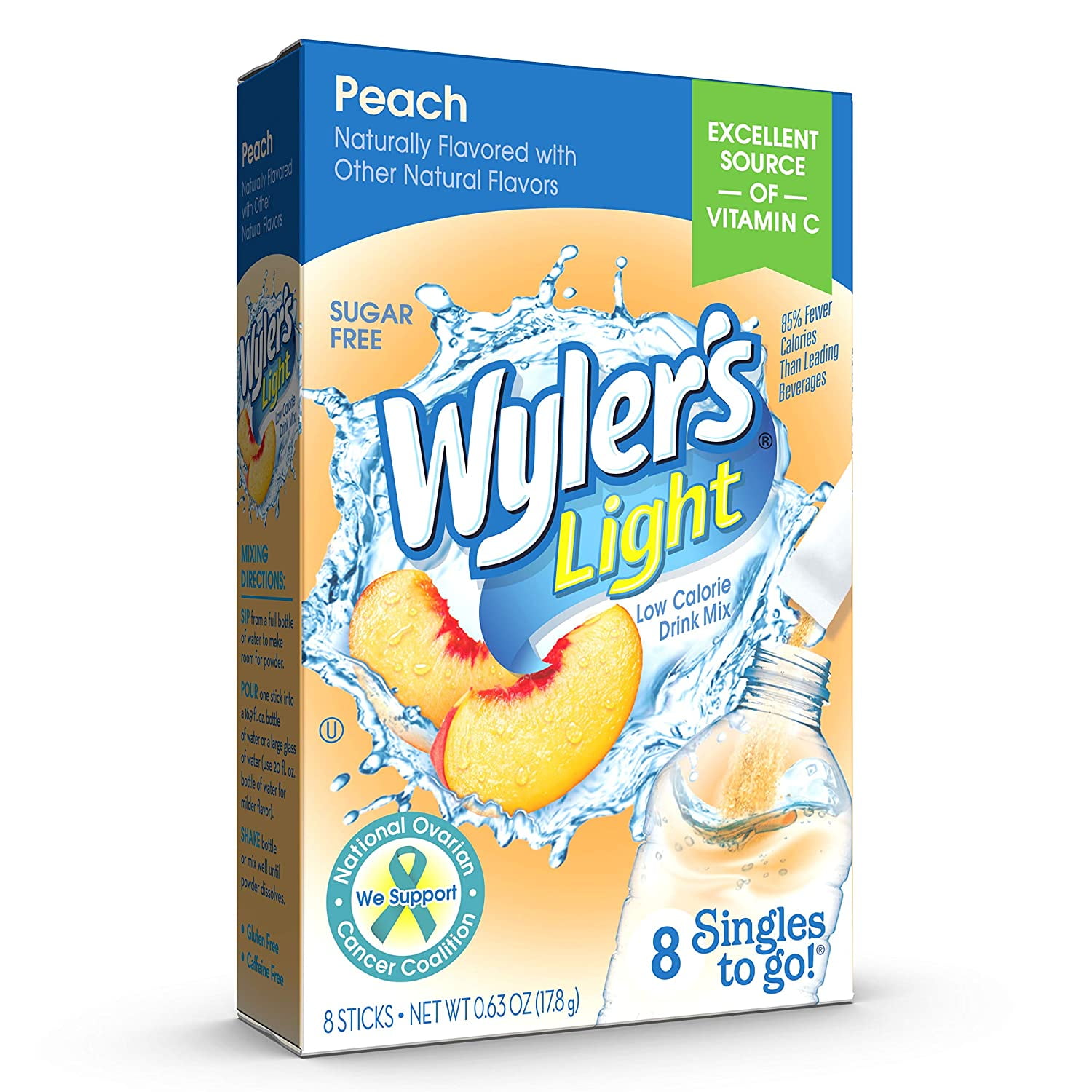 Wylers Light Peach Singles To Go Drink Mix 8 Ct Pack 4