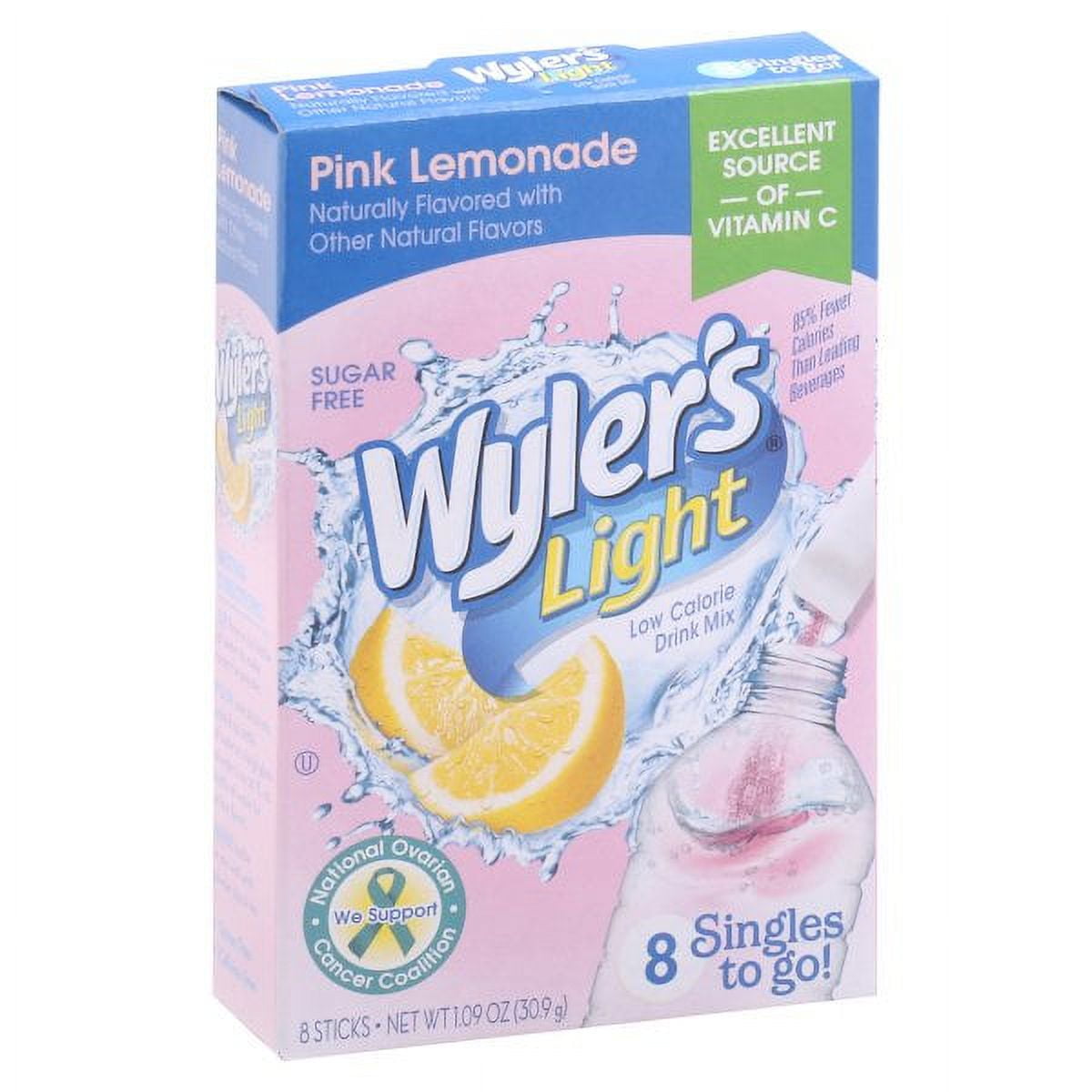 Wyler's Light Pink Lemonade Low Calorie Drink Mix, 8 count, 1.09 oz