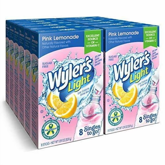Wyler's Light Singles To Go Powder Packets, Water Drink Mix, Pink Lemonade, 96 Single Servings (Pack of 12)