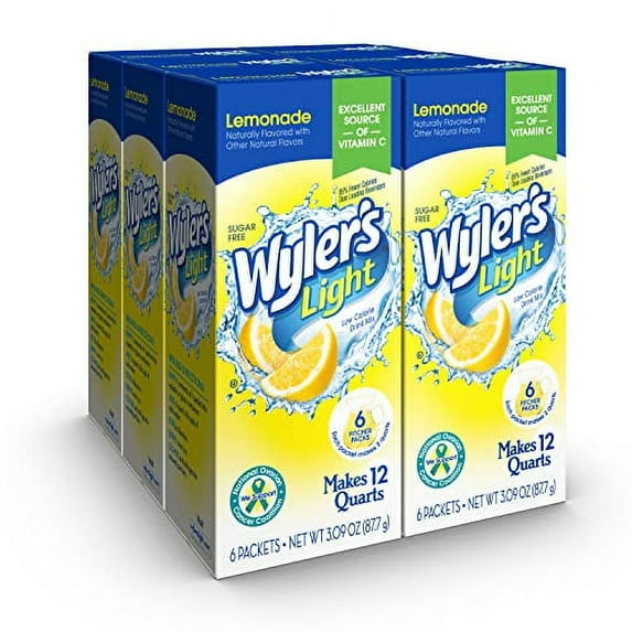 Wyler's Light Pitcher Packs, Water Drink Mix, Lemonade, 6 Boxes (36 Pitcher Packets)