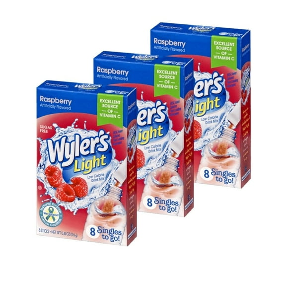 Wyler's Light Raspberry Singles To Go Drink Mix, 0.41 oz, 8 CT (Pack-3)