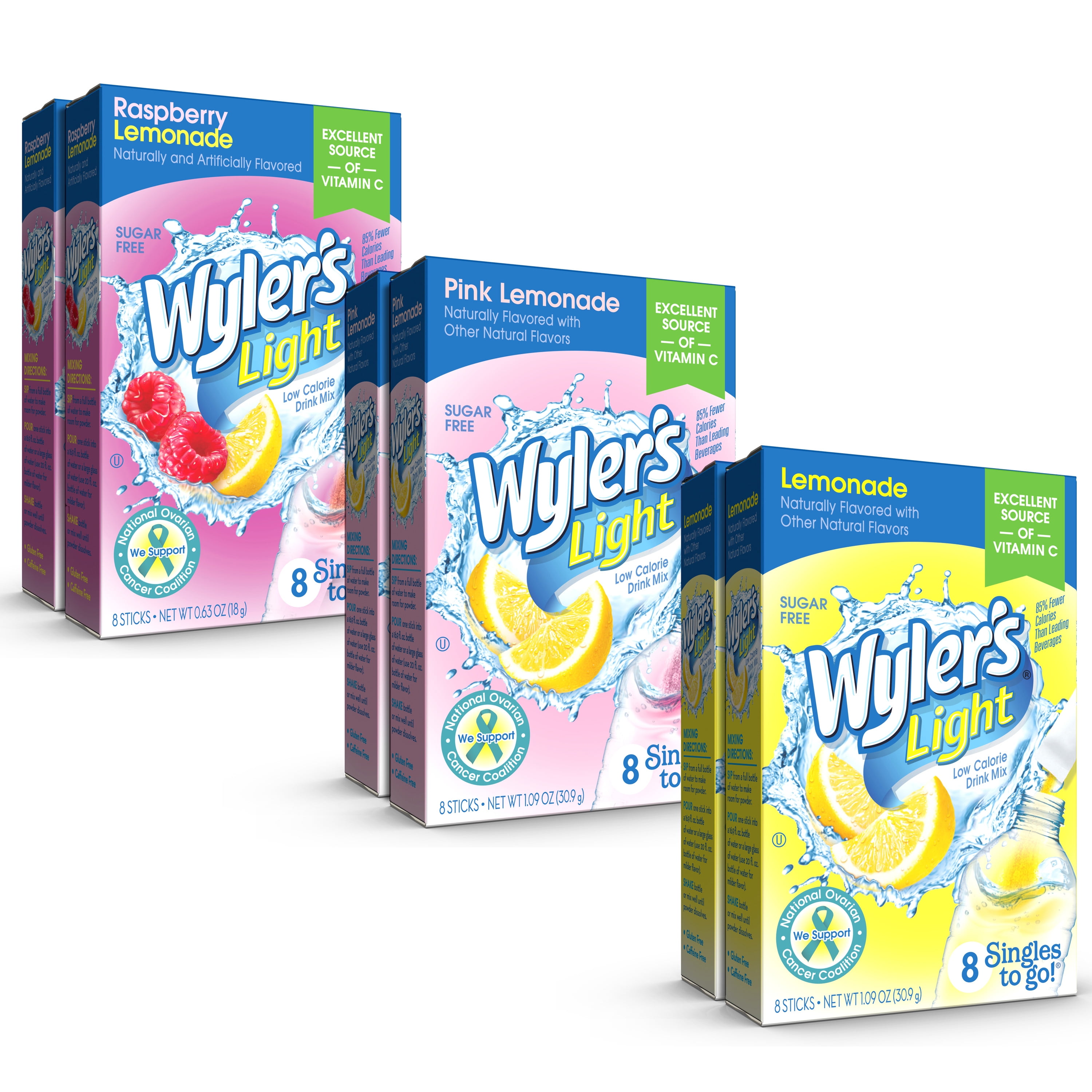 Wyler's Light STG Drink Mix Variety Pack, 2 Lemonade, 2 Pink Lemonade