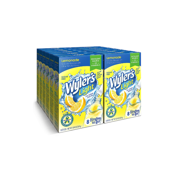 Wyler's Light Singles To Go Powder Packets, Water Drink Mix, Lemonade, 12 Boxes, 8 Servings per Box, 96 Total Servings