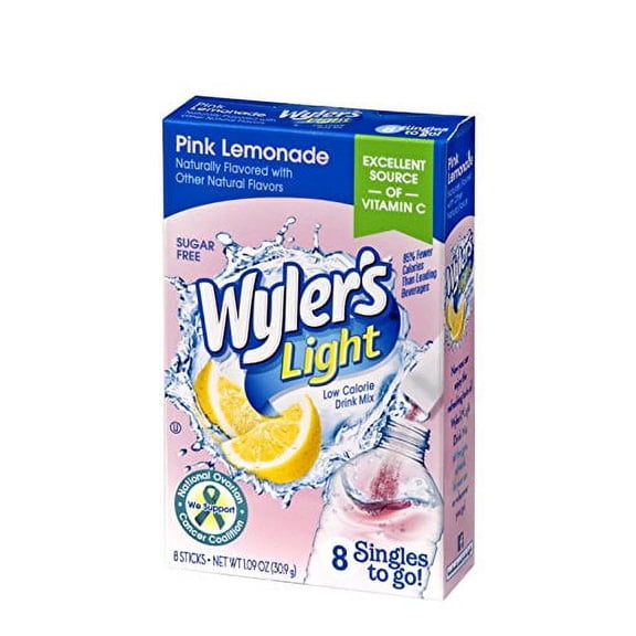 Wyler's Light Singles To Go Powder Packets Pink Lemonade Water Drink Mix 96 Single Servings