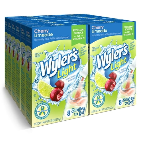 (12pack) Wyler's Light Sugar-Free Singles to Go Powdered Drink Mix, Cherry Limeade, 8 Count Packets