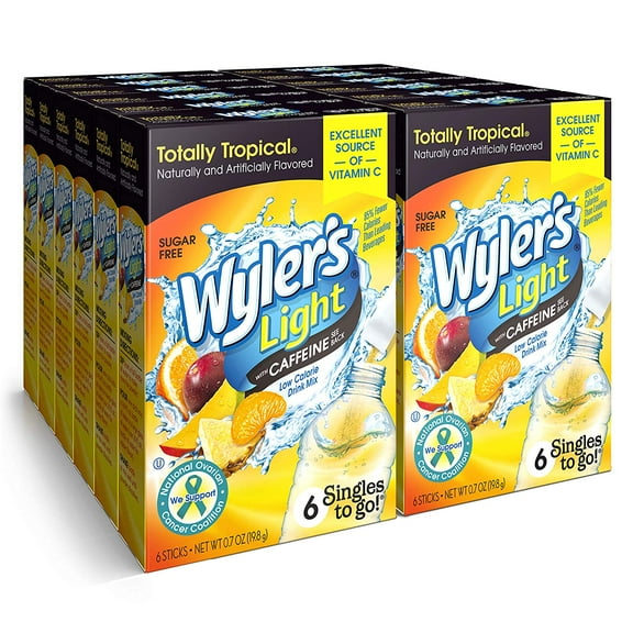 Wyler's Light Totally Tropical with Caffeine Singles To Go Drink Mix, 6 ct (Pack of 12)