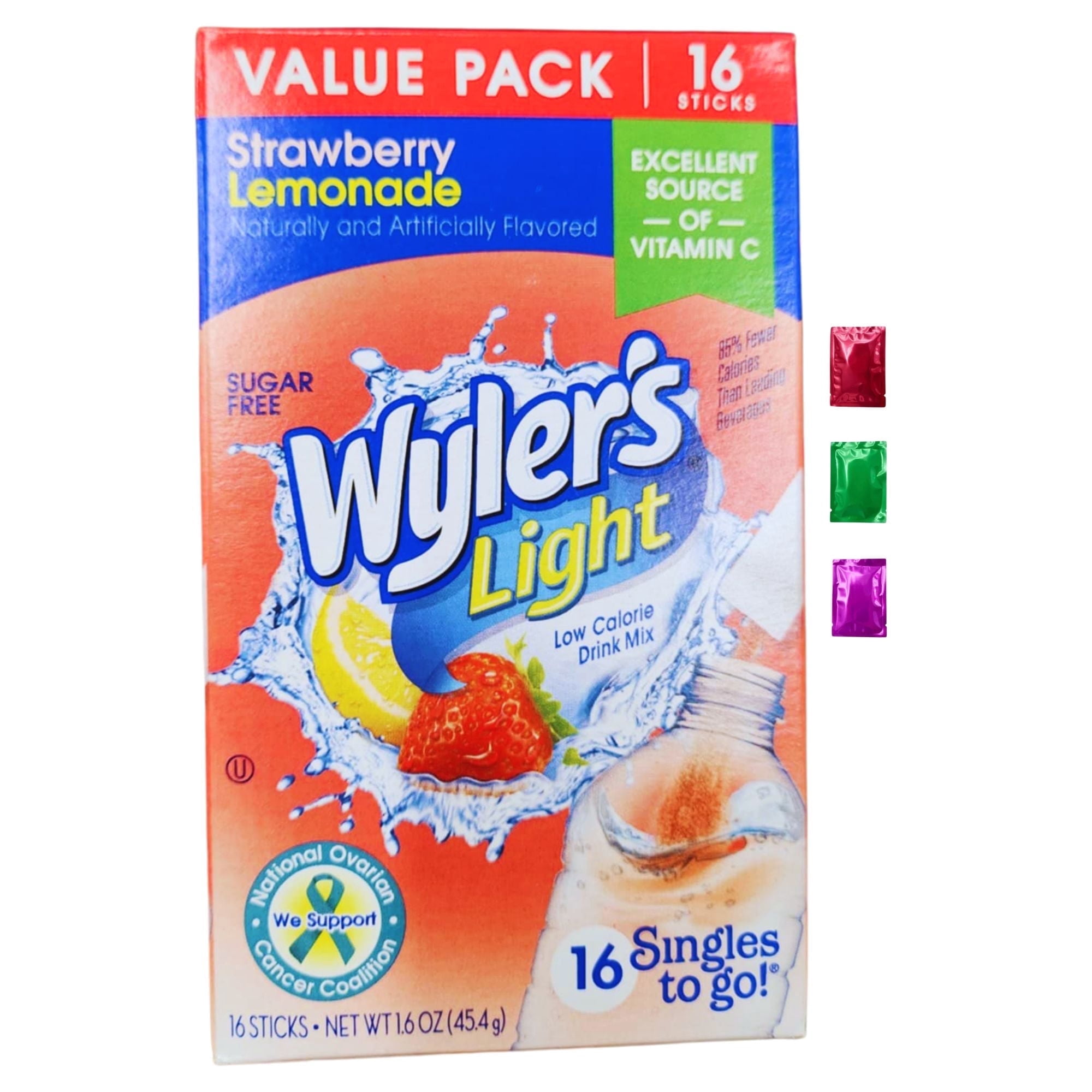 Water Powder Mix Wyler's Light Water Drink Mix Singles 1.6 Oz 1 Box, Strawberry Lemonade ...