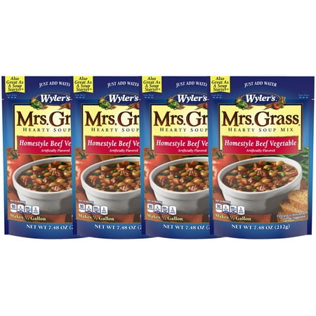 Wyler's Mrs Grass Home-style Beef Vegetable Hearty Soup Mix 7.48 oz (Pack-4)