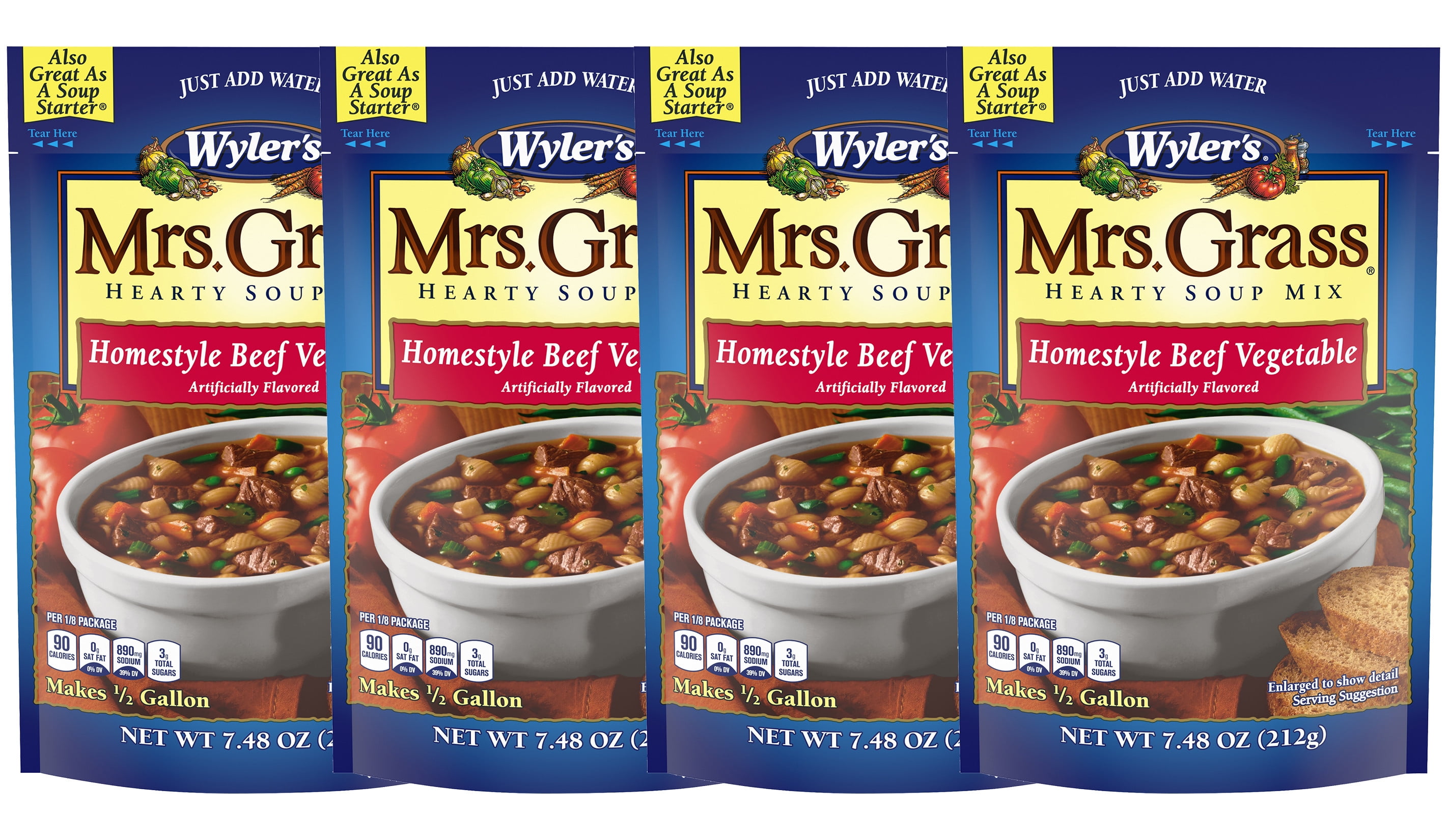 Wyler s Mrs Grass Home style Beef Vegetable Hearty Soup Mix 7.48 oz Pack 4