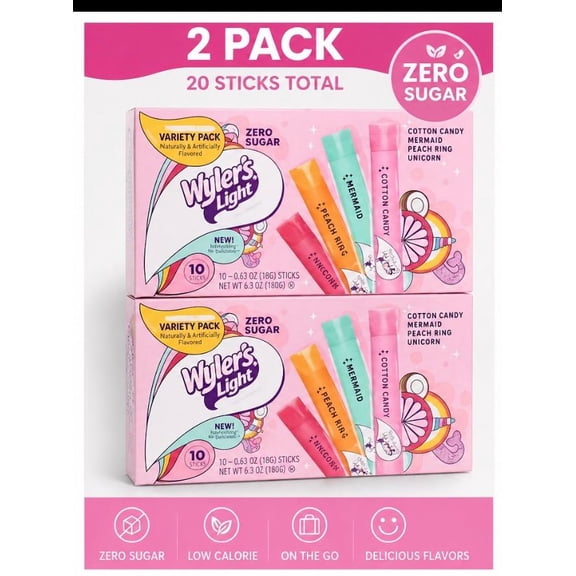 Wylers Light Freezer Bars Variety Pack Zero Sugar 20 Count Total (2 Pack)