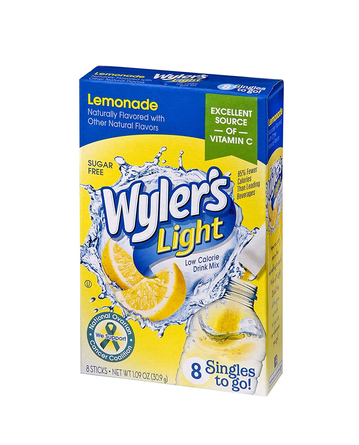 Wylers Light Singles To Go Powder Packets, Water Drink Mix, Lemonade, 96 Single Servings (Pack of 12)