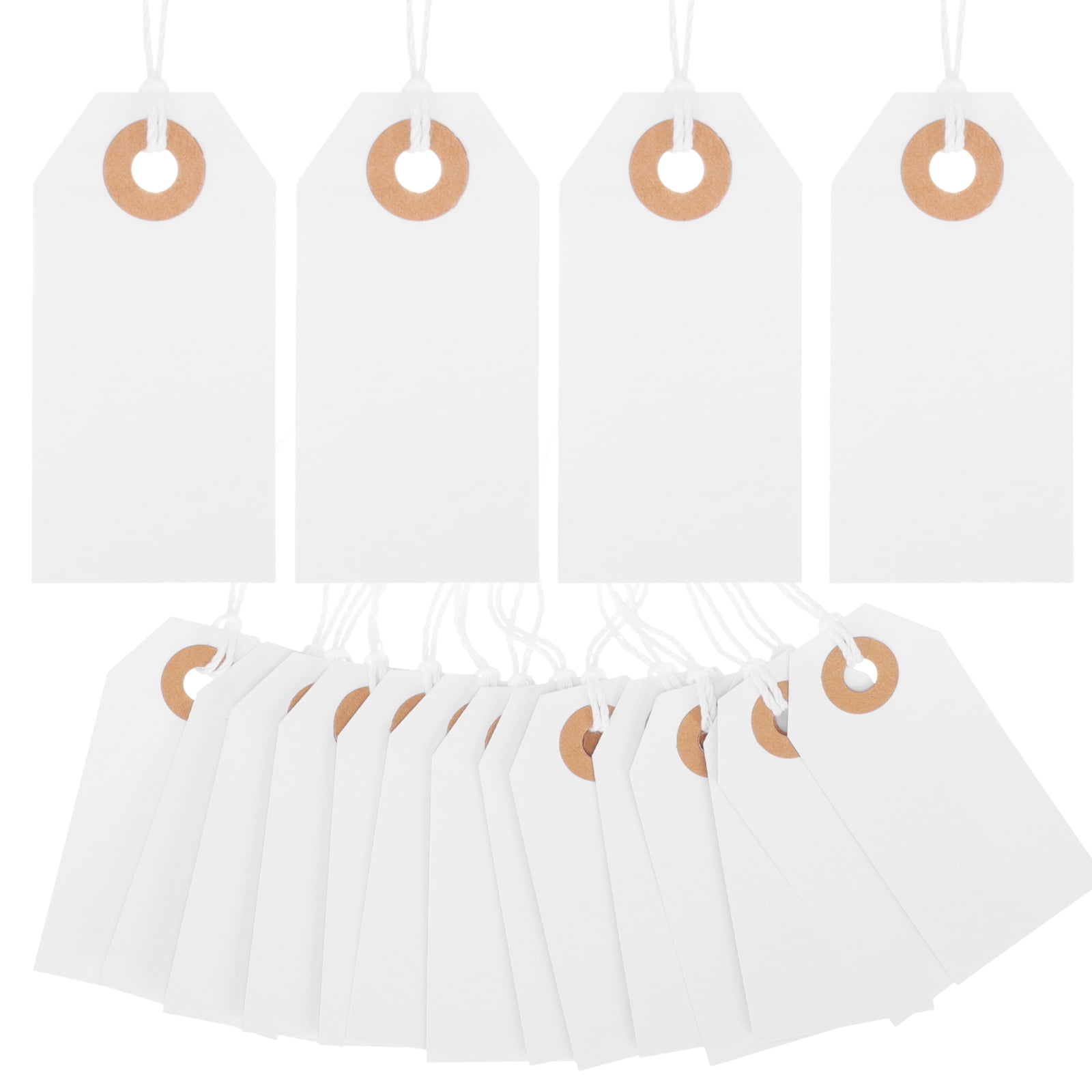 WynBing 100Pcs Paper Blank Hanging Tags Label Tags with String and Hole for Jewelry Clothes Small Business